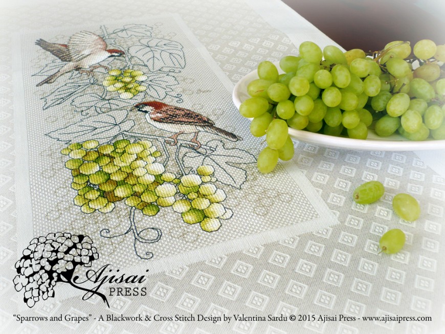 Sparrows and grapes - Ajisai Designs